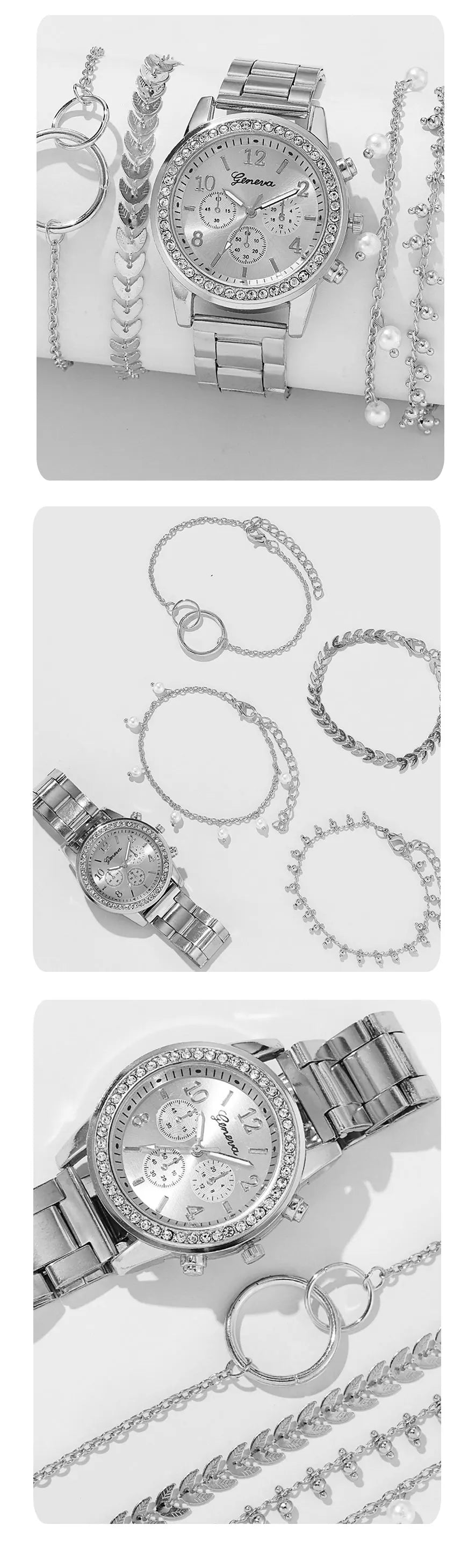 5-Piece Gold Luxe Watch & Bracelet Set✨