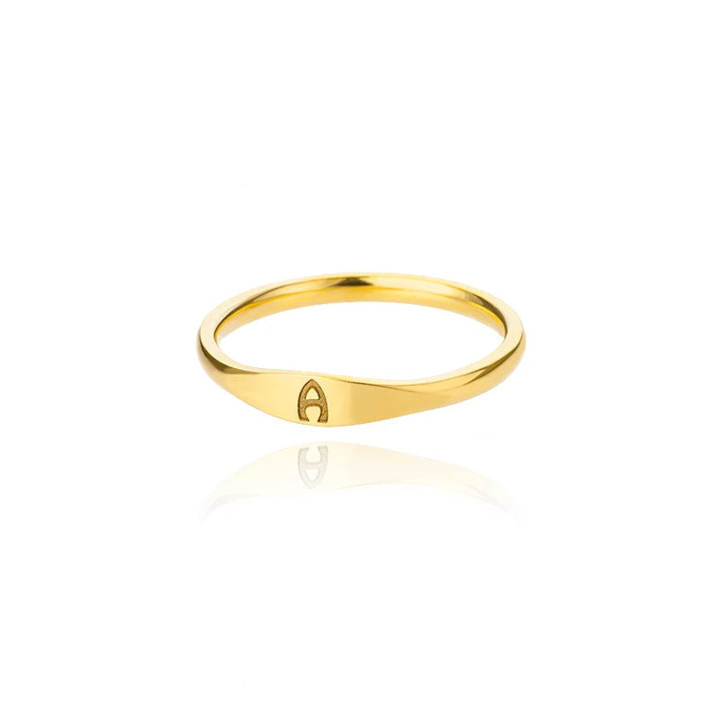π 18k Gold Plated Tiny Initial Letter Rings β AβZ Stainless Steel Adjustable Rings