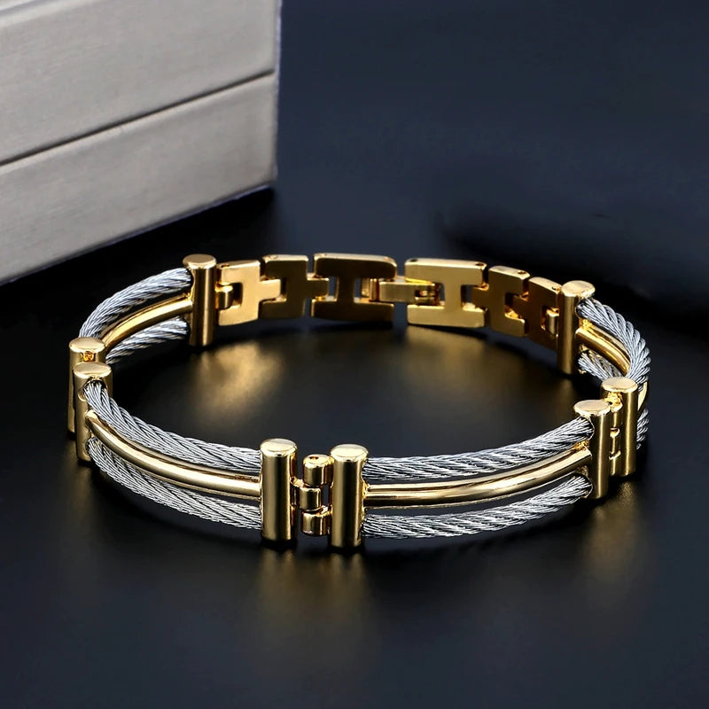 🧲 Splicing Chain Link Stainless Steel Bracelet – Fashion Bangle