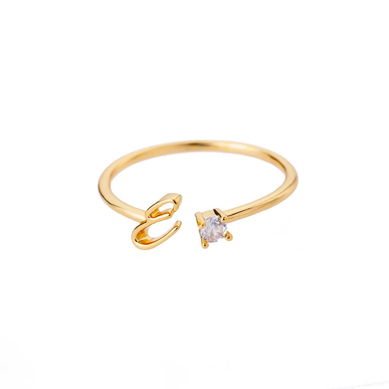 ✨ 18k Gold Plated Tiny A–Z Initial Letter Rings – Adjustable Stainless Steel Rings