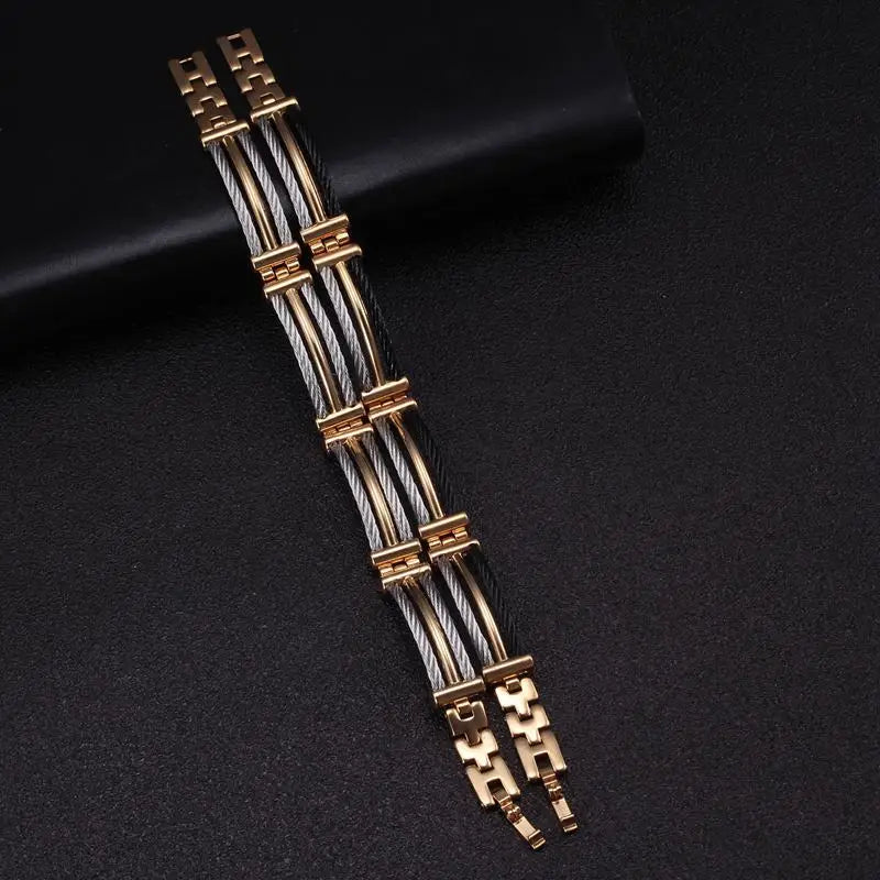 🧲 Splicing Chain Link Stainless Steel Bracelet – Fashion Bangle
