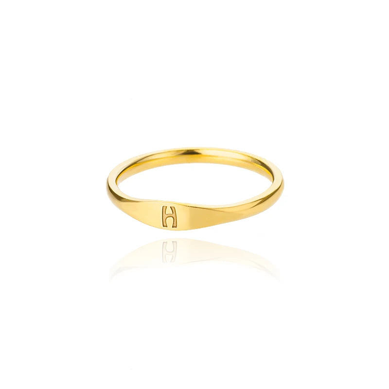 π 18k Gold Plated Tiny Initial Letter Rings β AβZ Stainless Steel Adjustable Rings
