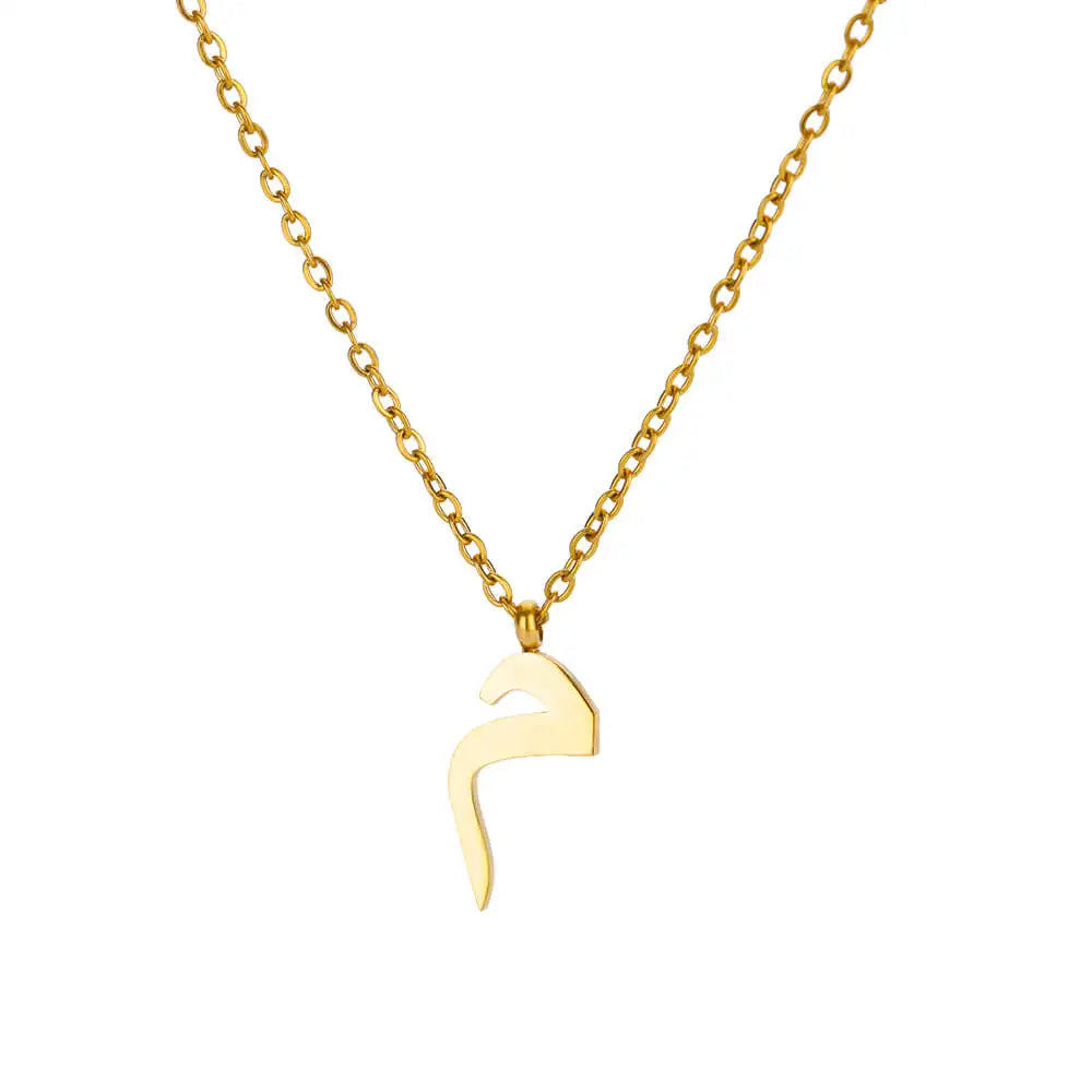 💫 Arabic Letter Name Pendant Necklace – Elegant Stainless Steel Choker for Women