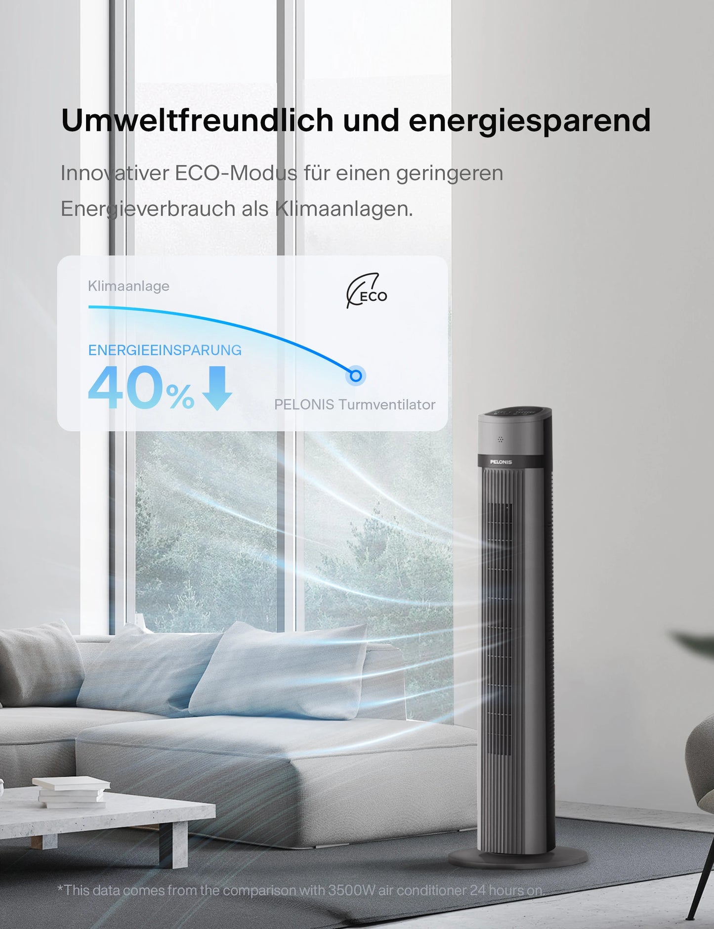 ❄️ PELONIS Ultra-Quiet Oscillating Tower Fan – Efficient, Sleek, Smart