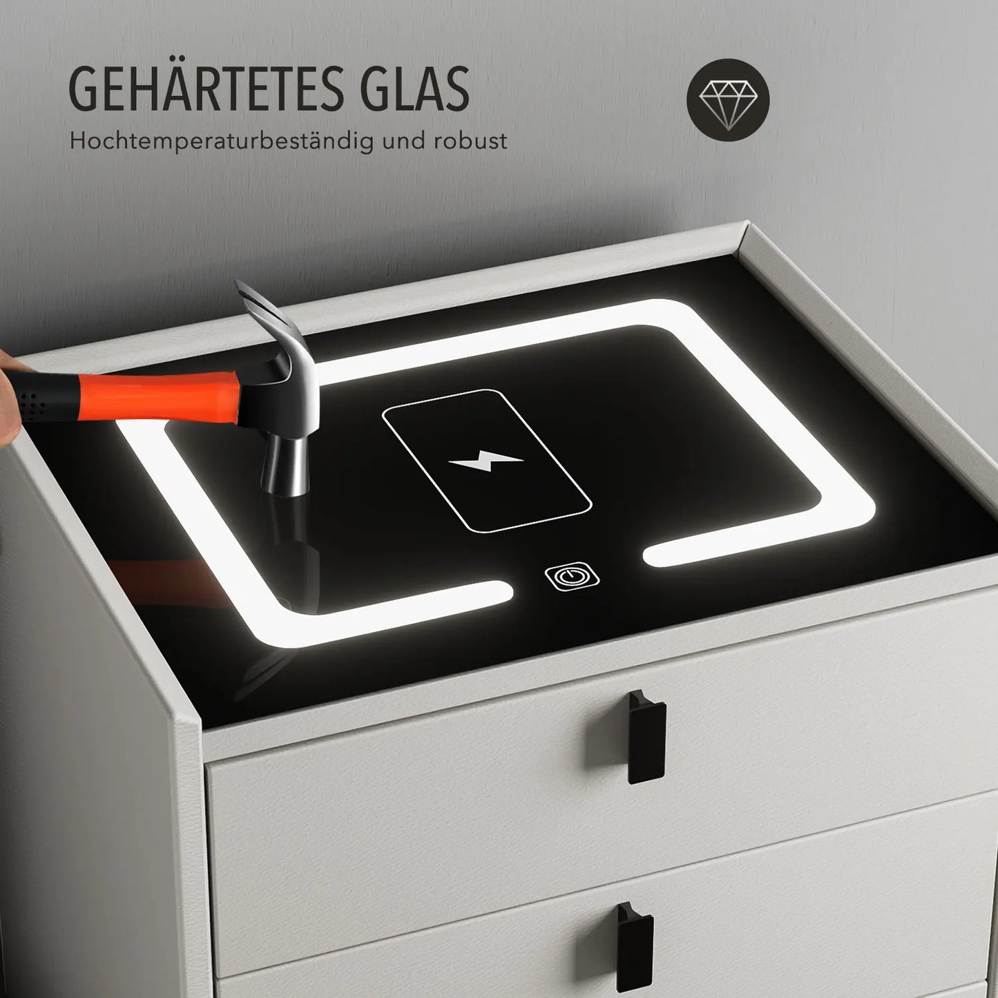 ποΈ Oyajia Smart Bedside Table with Wireless Charging, LED Light & 2 Drawers