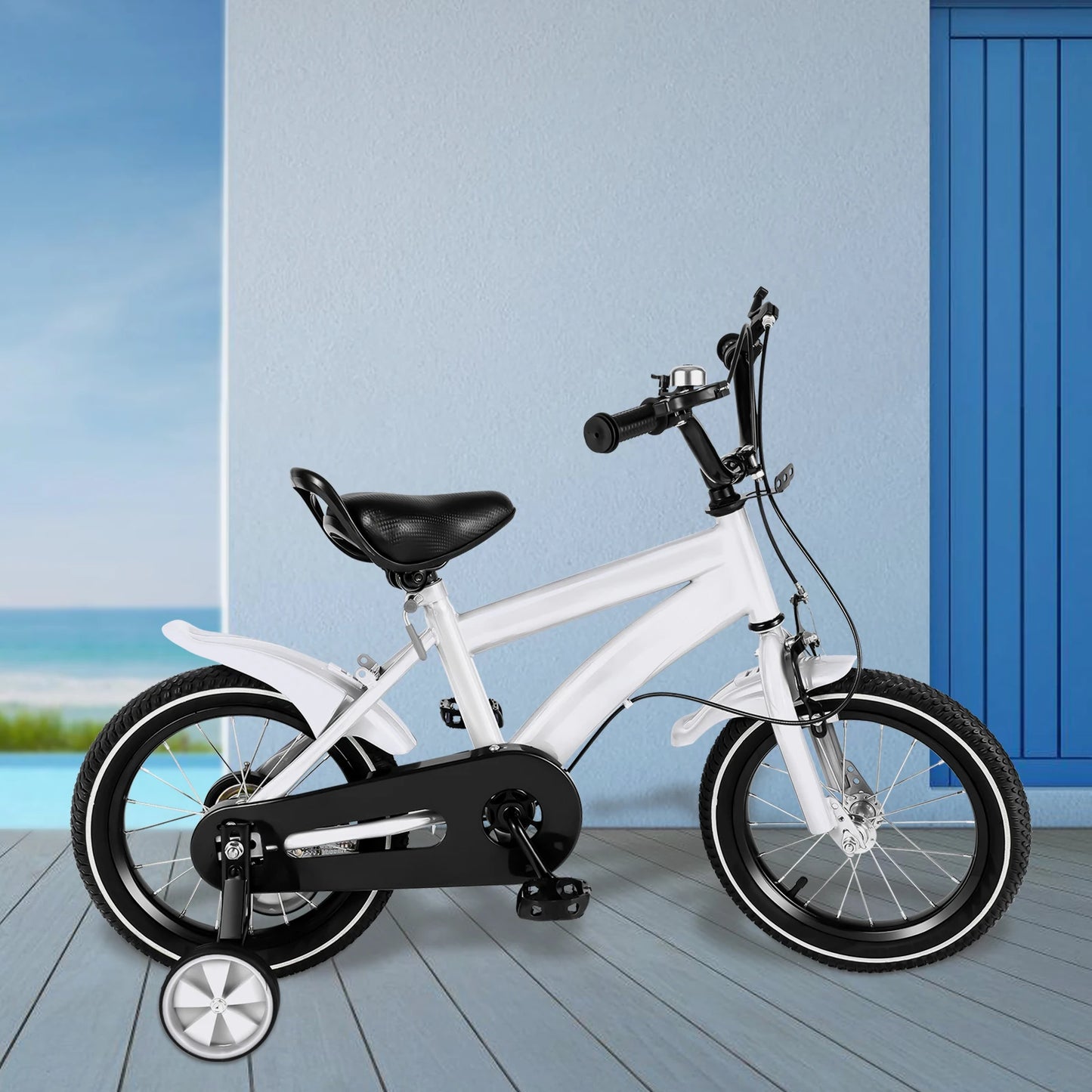 🚴 14-Inch Kids Bike with Training Wheels – Adjustable Seat, Dual Brakes, 2–4 Years, 50kg Capacity