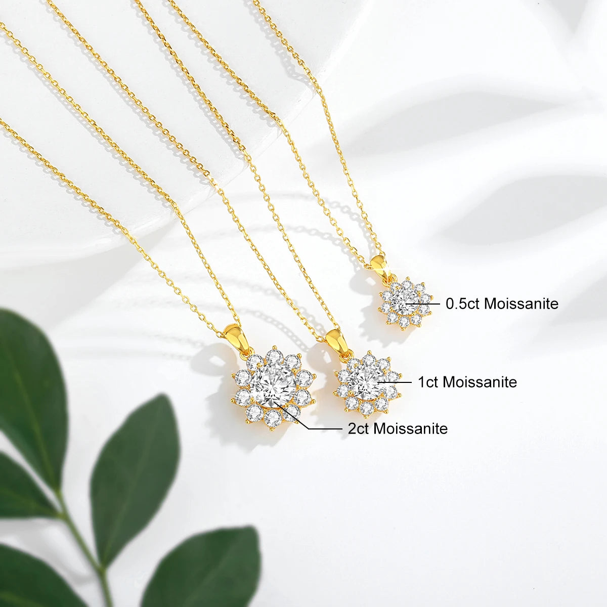 💎 Szjinao 1ct Moissanite Flower Pendant Necklace – 100% Real 18K Gold with Certificate | Luxury Wedding Anniversary Jewelry