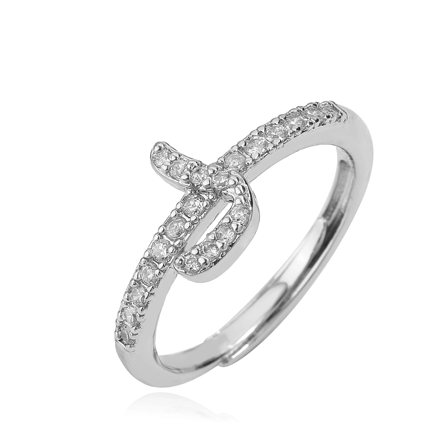 🌙 18k Gold Plated Arabic Letter Square Ring – HECHENG Women’s Fashion Ring with Zircon Inlay