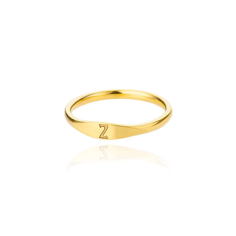 π 18k Gold Plated Tiny Initial Letter Rings β AβZ Stainless Steel Adjustable Rings