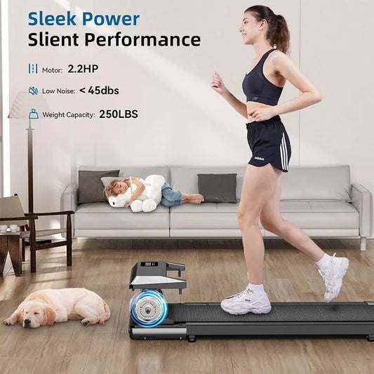 Superun 2-in-1 80CM Belt Walking Pad Laufband – Leises Fitnessgerät unter dem Schreibtisch für Zuhause und das Büro