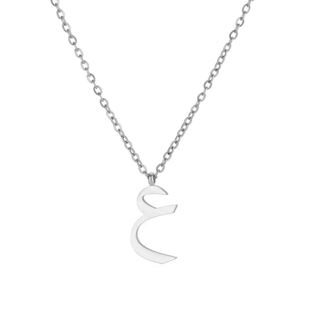 💫 Arabic Letter Name Pendant Necklace – Elegant Stainless Steel Choker for Women