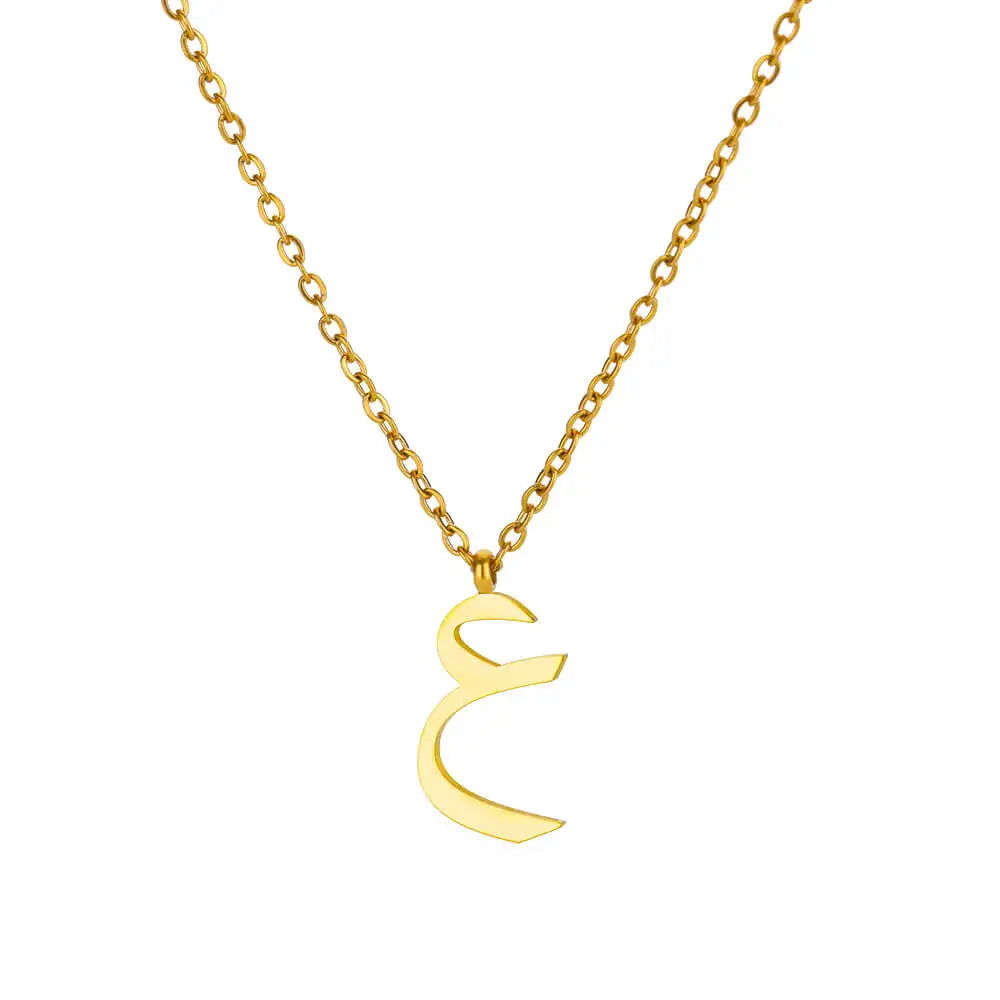 💫 Arabic Letter Name Pendant Necklace – Elegant Stainless Steel Choker for Women