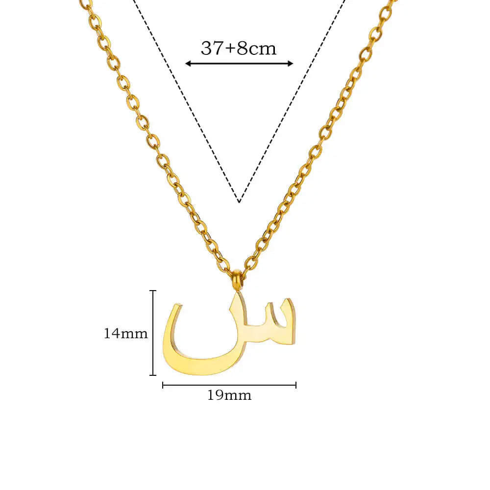 💫 Arabic Letter Name Pendant Necklace – Elegant Stainless Steel Choker for Women