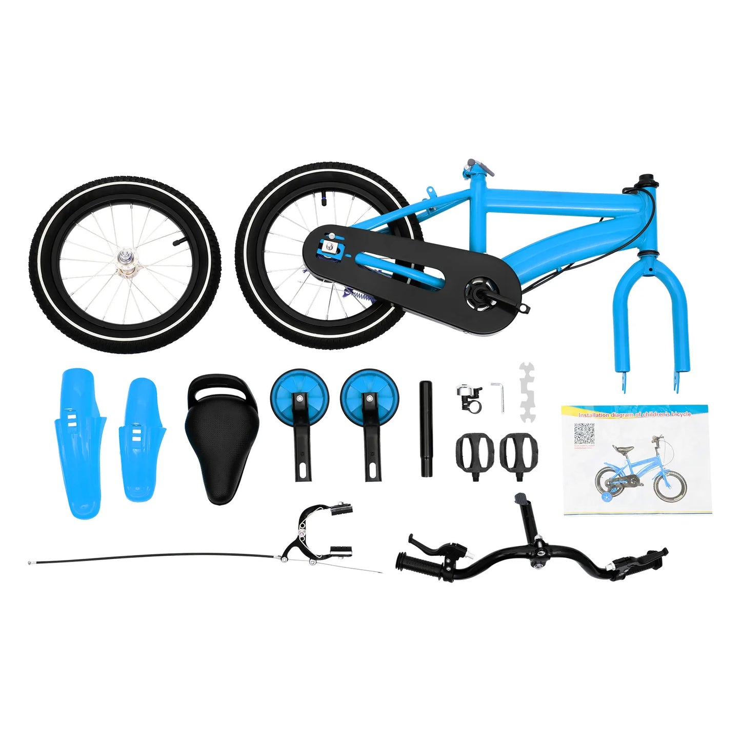 🚴 14-Inch Kids Bike with Training Wheels – Adjustable Seat, Dual Brakes, 2–4 Years, 50kg Capacity