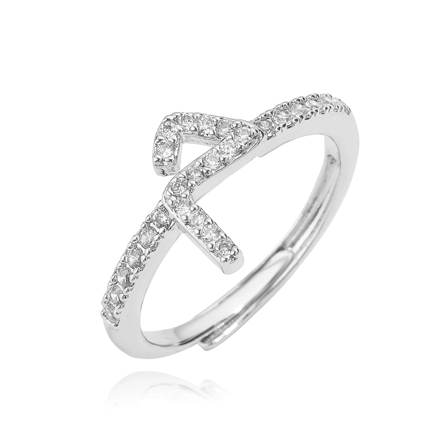 🌙 18k Gold Plated Arabic Letter Square Ring – HECHENG Women’s Fashion Ring with Zircon Inlay