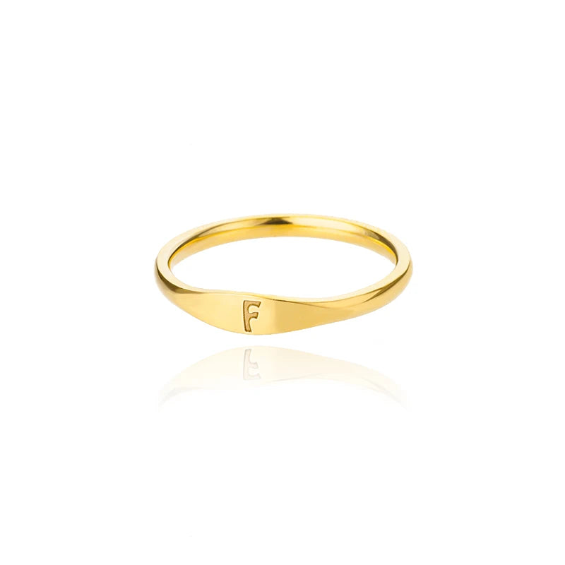 π 18k Gold Plated Tiny Initial Letter Rings β AβZ Stainless Steel Adjustable Rings