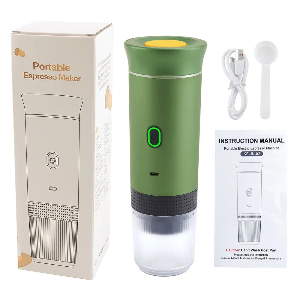 Portable Espresso Coffee Maker – 3-in-1 Capsule and Ground Coffee | Wireless, High Pressure, Travel-Friendly