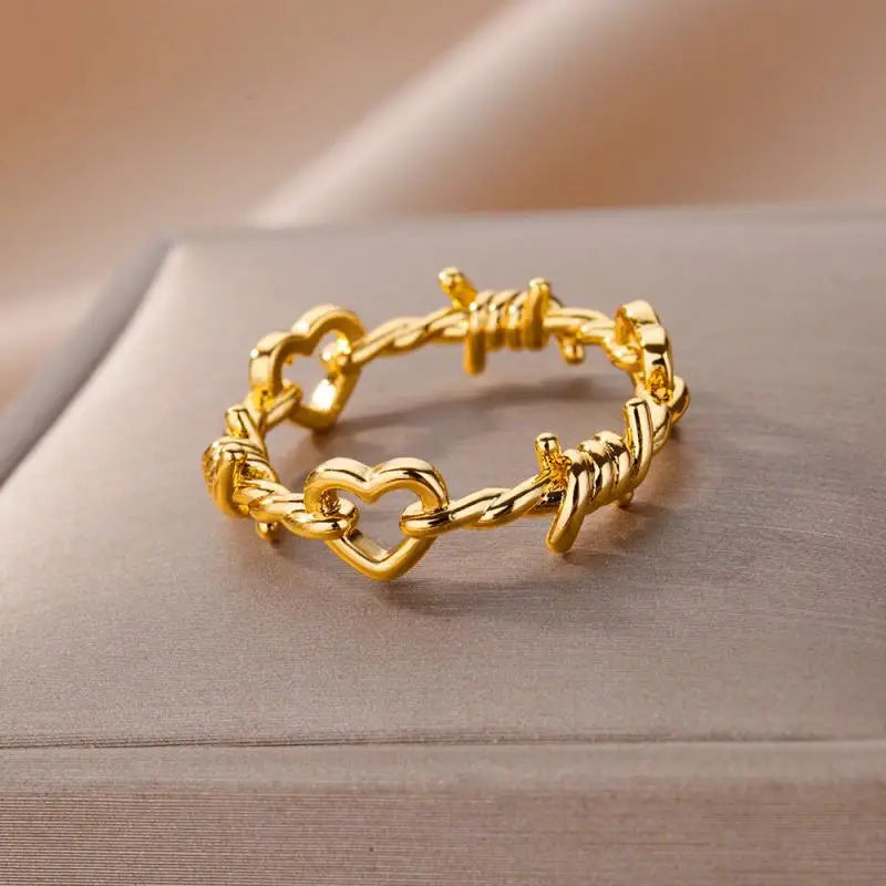 💍 Ästhetisches goldenes Herz – wasserdichter Edelstahlring-4