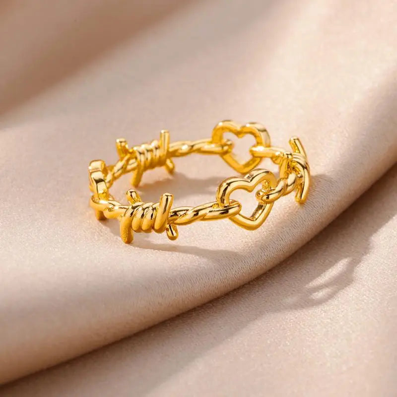 💍 Ästhetisches goldenes Herz – wasserdichter Edelstahlring-4