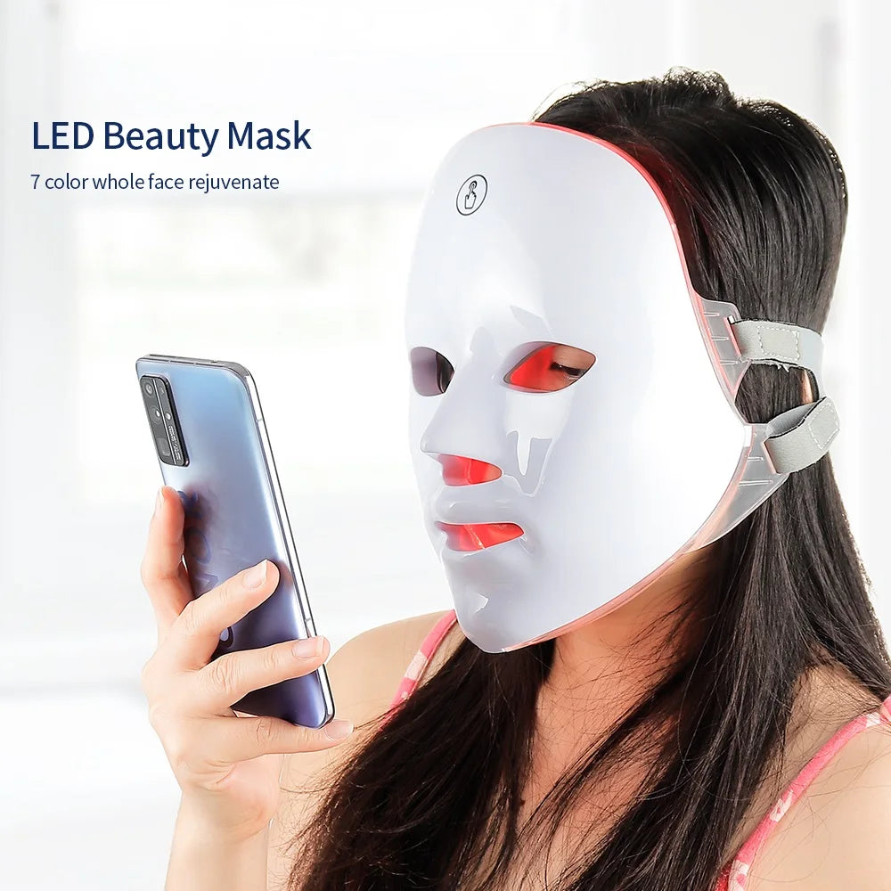 LED Light Therapy Mask Foreverlily- Wireless 7-Color – Skin Rejuvenation and Anti-Aging Face and Neck Care