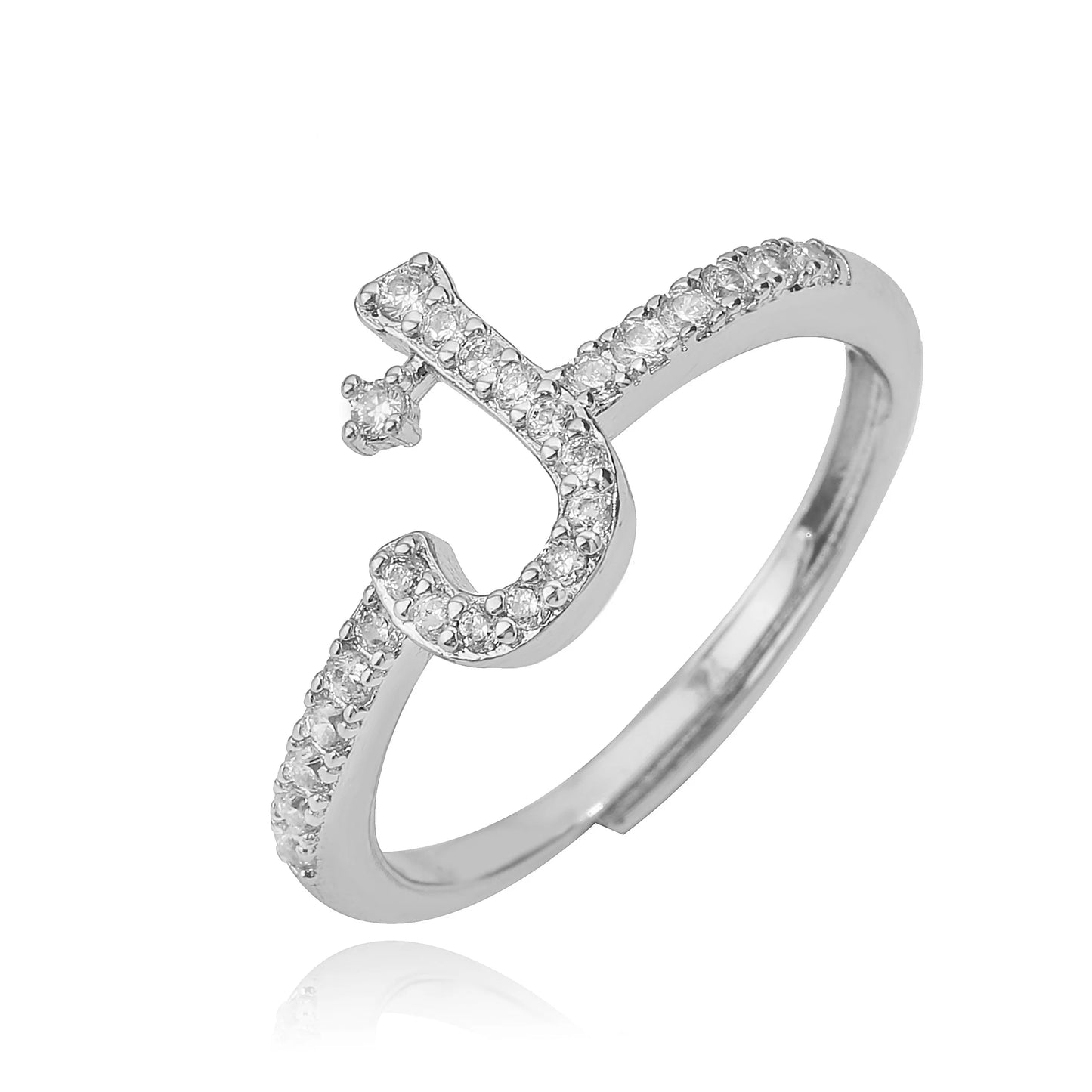 🌙 18k Gold Plated Arabic Letter Square Ring – HECHENG Women’s Fashion Ring with Zircon Inlay