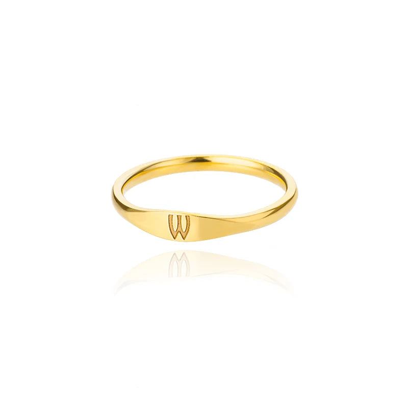 π 18k Gold Plated Tiny Initial Letter Rings β AβZ Stainless Steel Adjustable Rings
