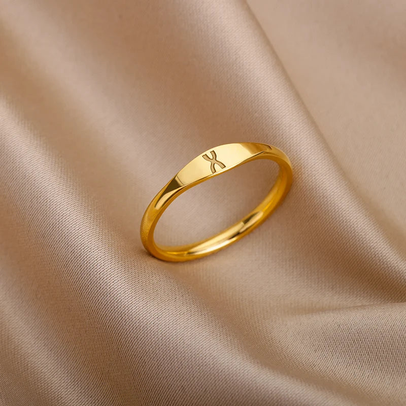 π 18k Gold Plated Tiny Initial Letter Rings β AβZ Stainless Steel Adjustable Rings