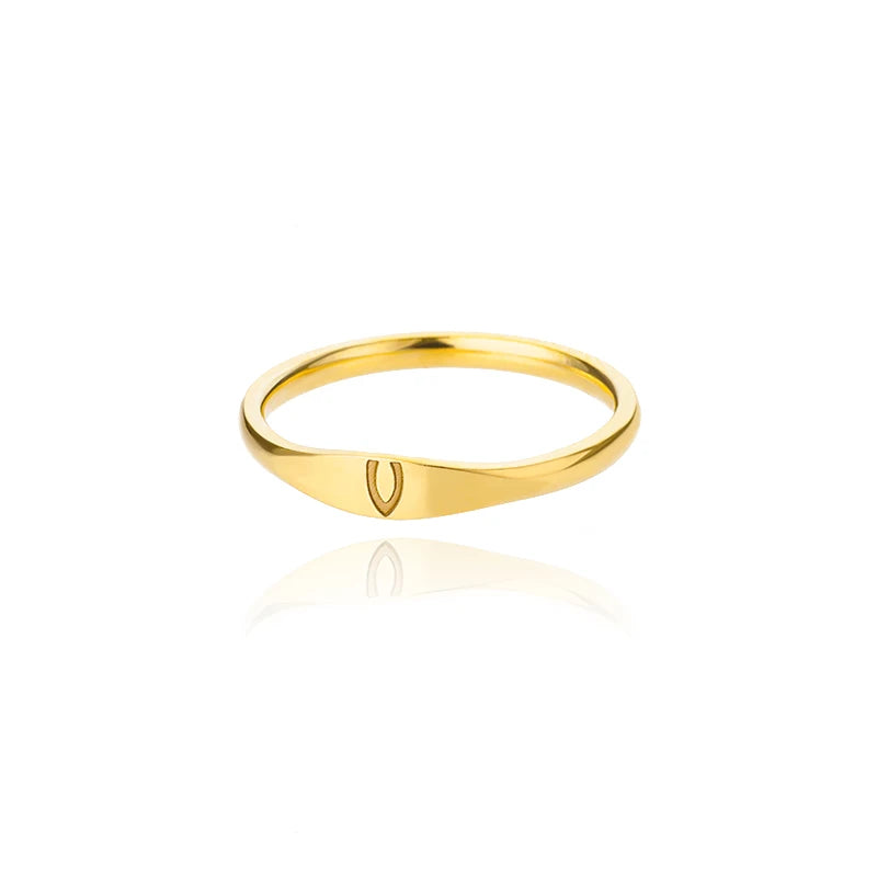 π 18k Gold Plated Tiny Initial Letter Rings β AβZ Stainless Steel Adjustable Rings