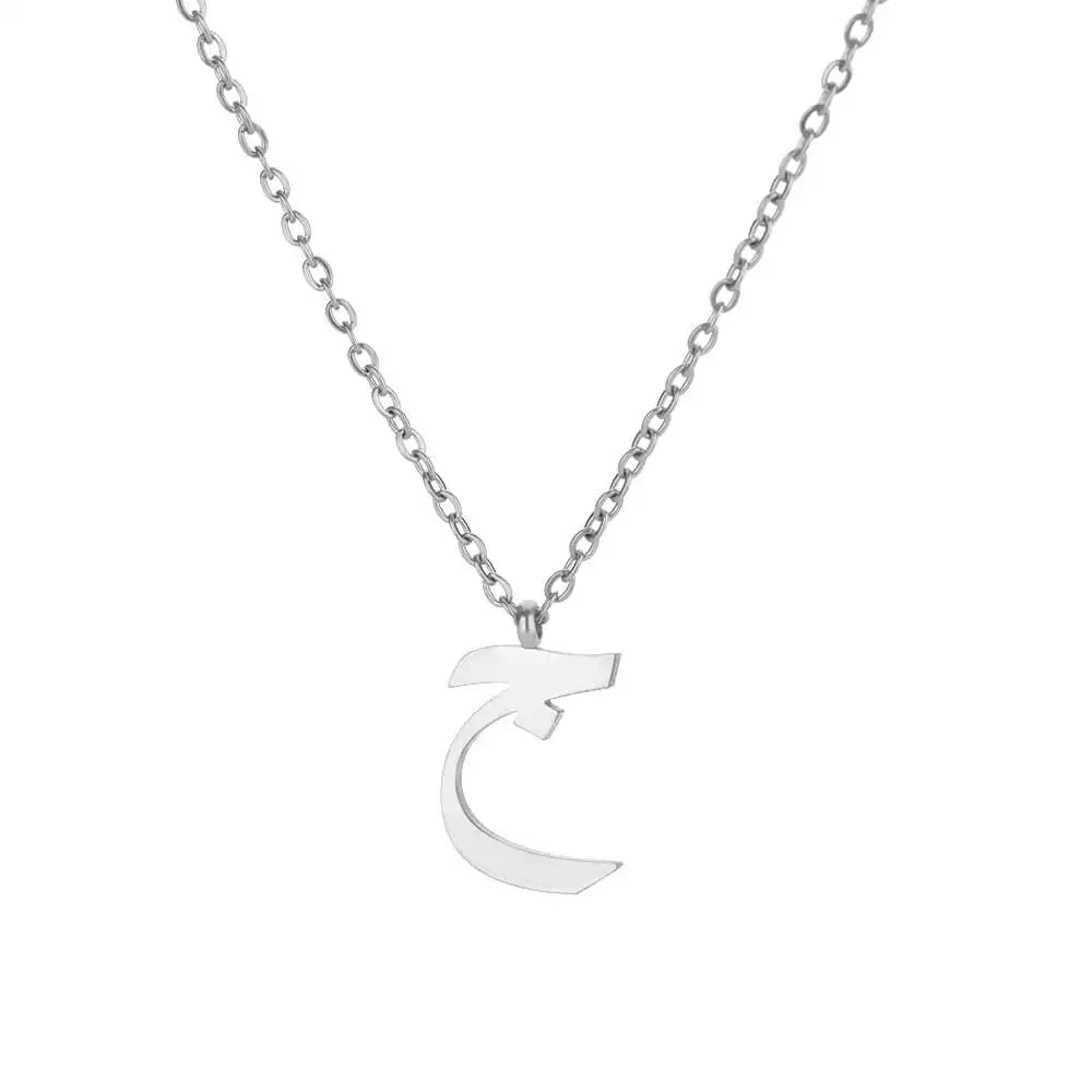 💫 Arabic Letter Name Pendant Necklace – Elegant Stainless Steel Choker for Women