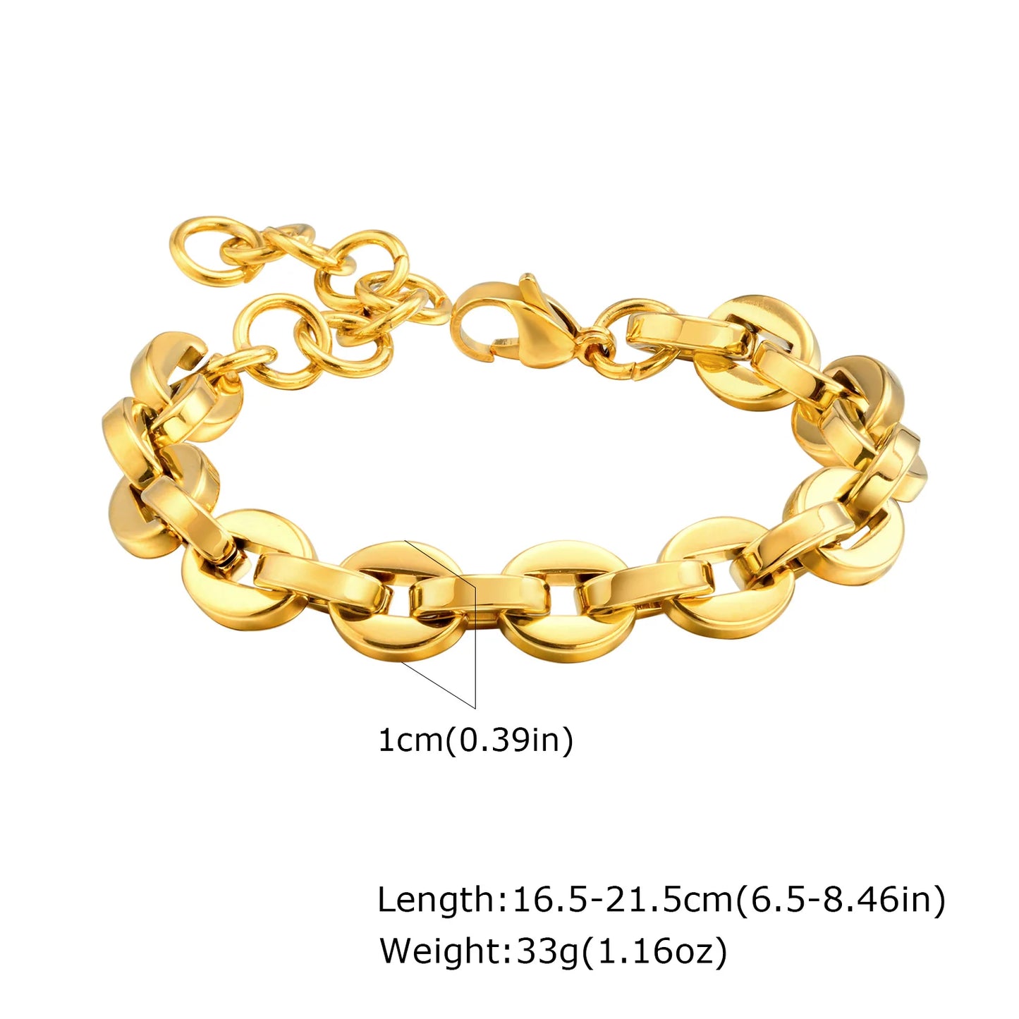 ✨ 18K Gold Plated Geometric Charm Bracelet – Stainless Steel Twist Chain for Women and Girls