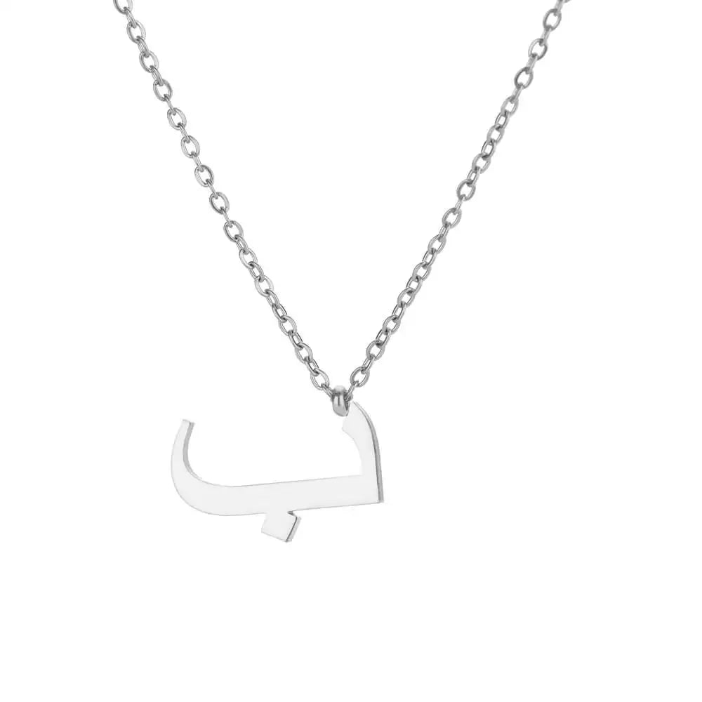 💫 Arabic Letter Name Pendant Necklace – Elegant Stainless Steel Choker for Women