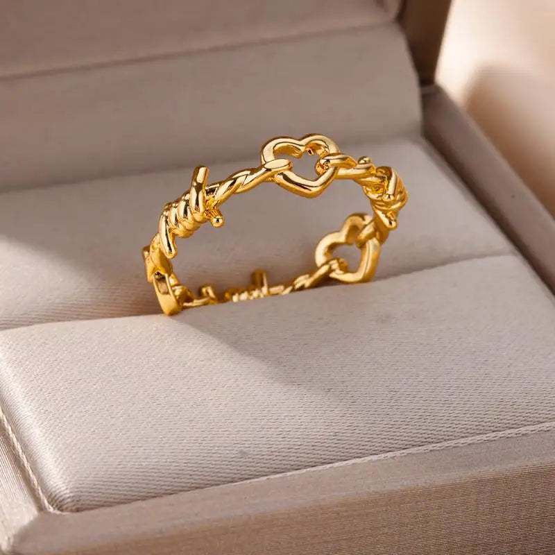 💍 Ästhetisches goldenes Herz – wasserdichter Edelstahlring-4