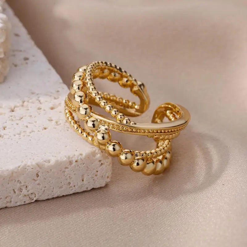 💍 Ästhetisches goldenes Herz – wasserdichter Edelstahlring-5