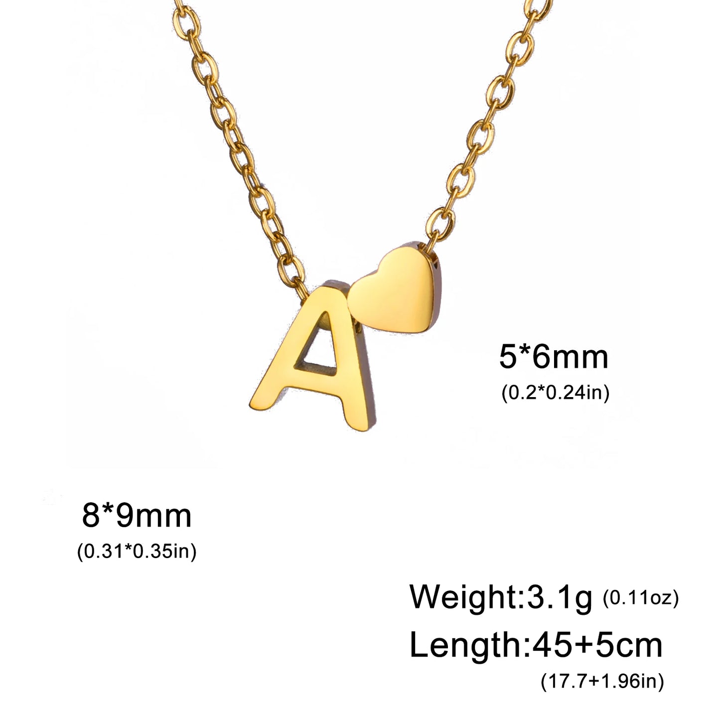 Skyrim Tiny Heart Initial Necklace-Stainlesssteel