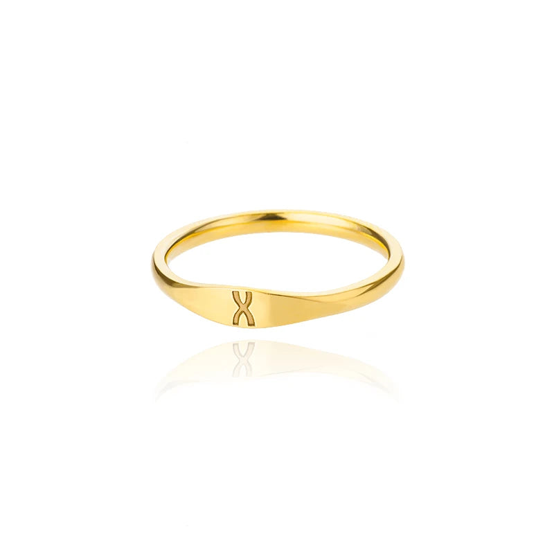 π 18k Gold Plated Tiny Initial Letter Rings β AβZ Stainless Steel Adjustable Rings