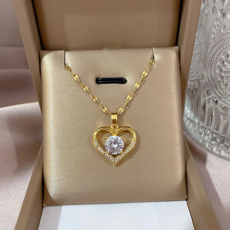 π Romantic Heart β Gold Stainless Steel Heart Necklace