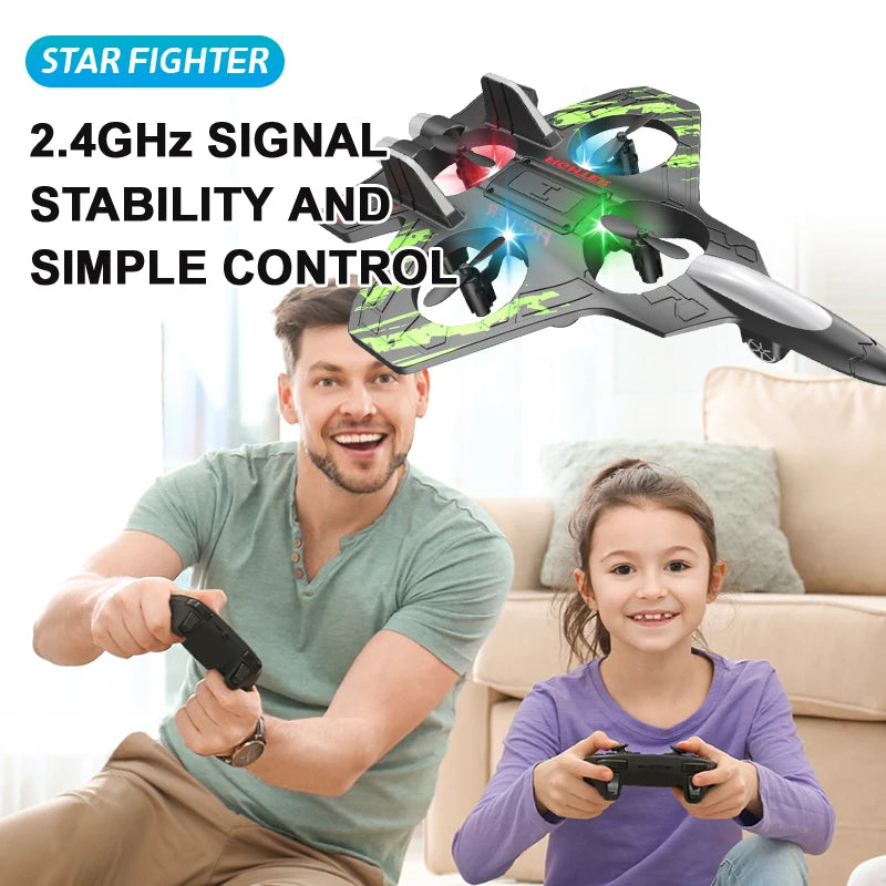 🛩️ ZHENDUO Glider Flying RC Jet Plane – 2.4G 4CH Stunt Remote Control Foam Aircraft Toy with LED Lights