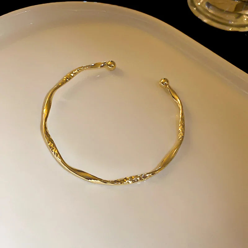 🌿 Bamboo Joint Cuff Bracelet – Trendy Gold Color Stainless Steel Bangle