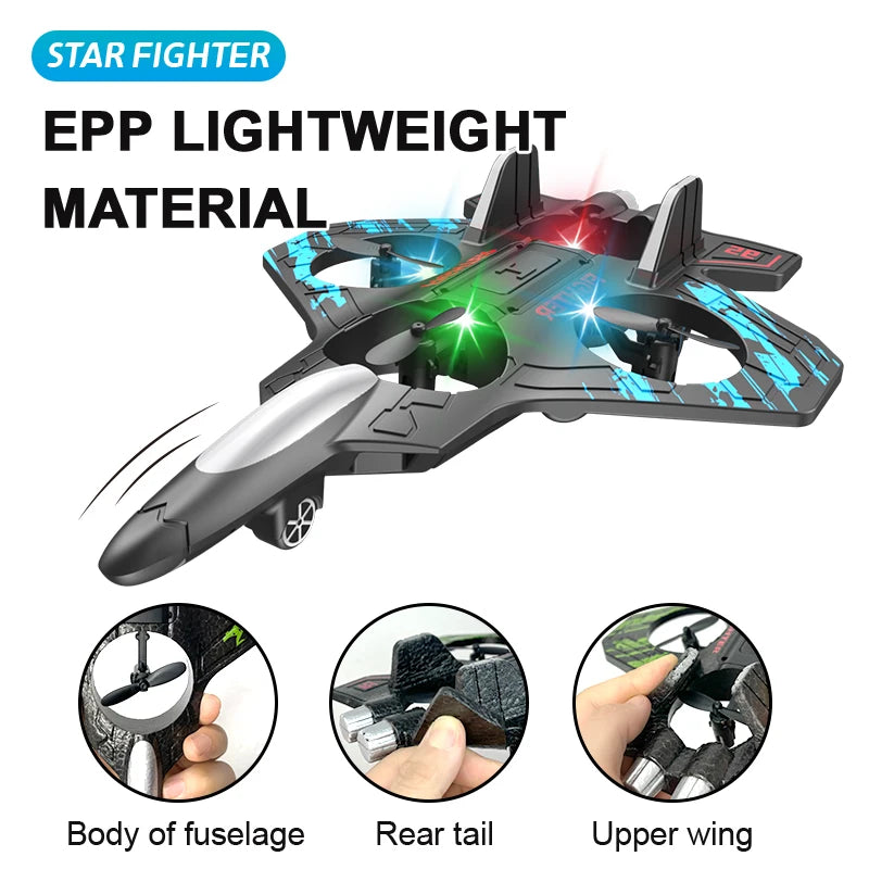 🛩️ ZHENDUO Glider Flying RC Jet Plane – 2.4G 4CH Stunt Remote Control Foam Aircraft Toy with LED Lights