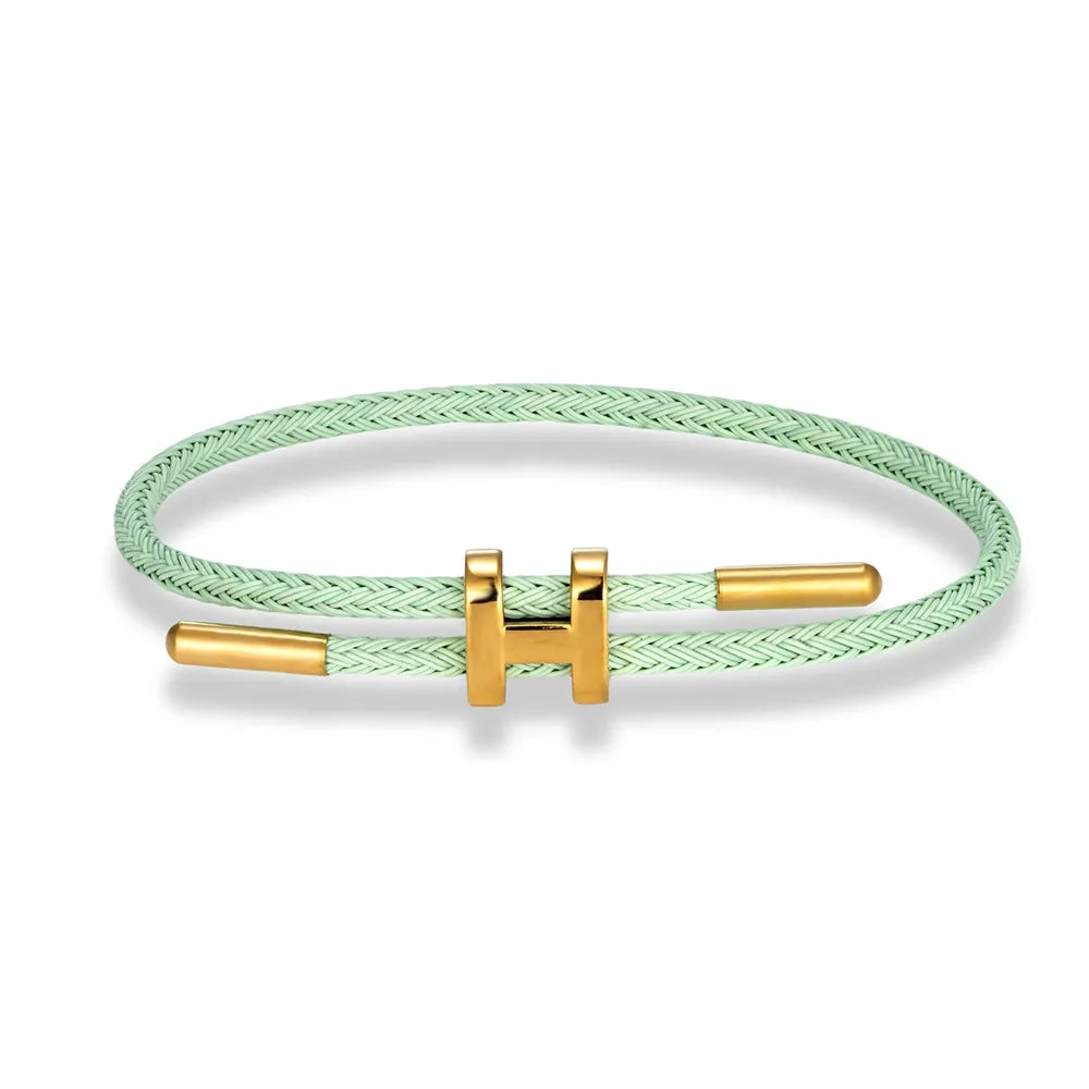 Luxury Multicolor Waterproof Rope Bracelet β Adjustable Stainless Steel Wire Cuff