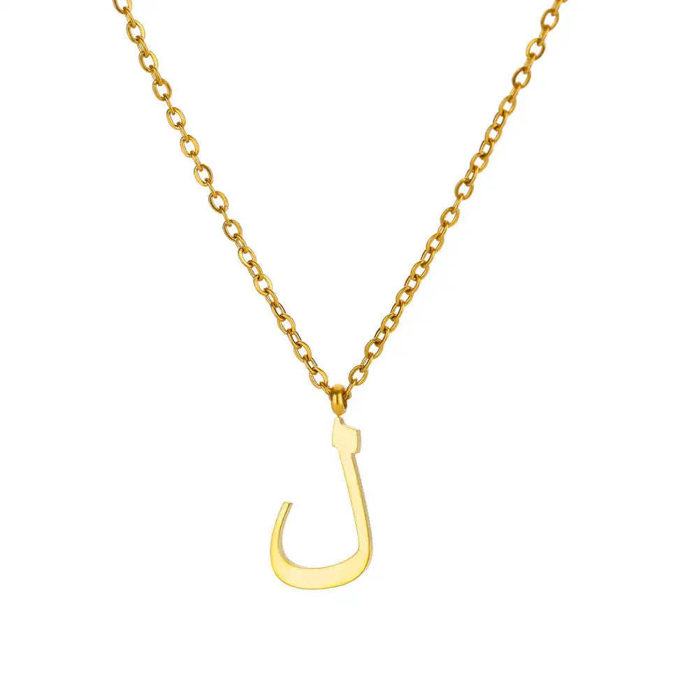 💫 Arabic Letter Name Pendant Necklace – Elegant Stainless Steel Choker for Women