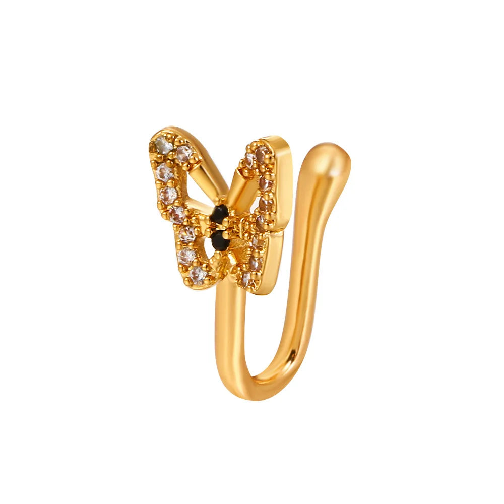 ✨ Crystal Butterfly Fake Nose Ring – No Piercing Needed!