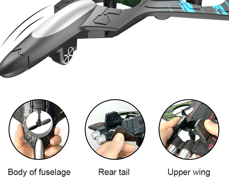 🛩️ ZHENDUO Glider Flying RC Jet Plane – 2.4G 4CH Stunt Remote Control Foam Aircraft Toy with LED Lights