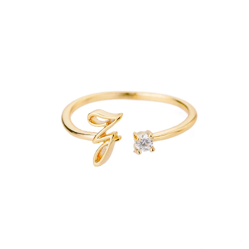 ✨ 18k Gold Plated Tiny A–Z Initial Letter Rings – Adjustable Stainless Steel Rings