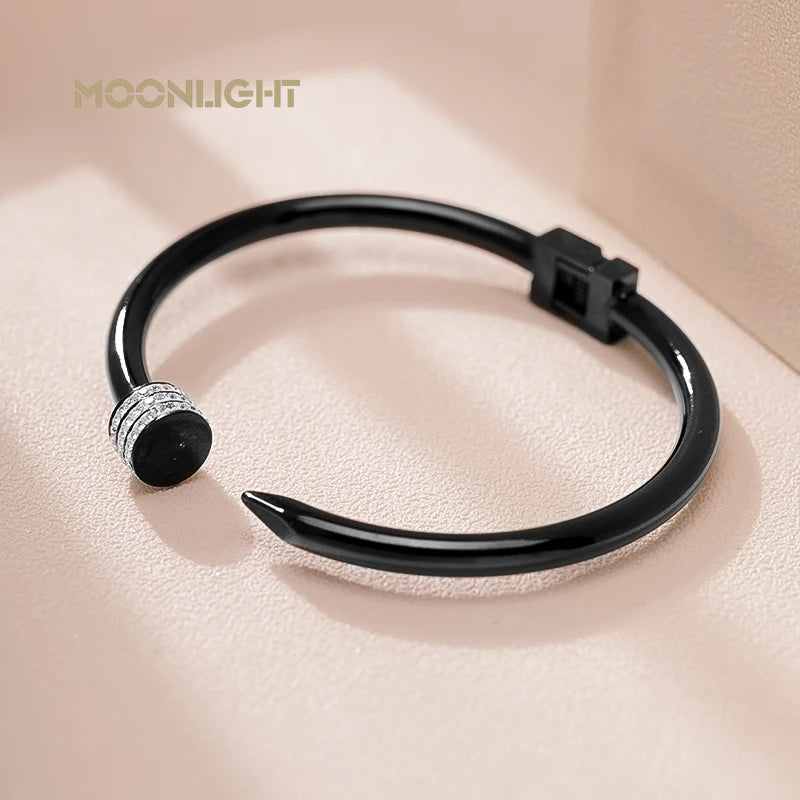 π« MOONLIGHT Classic Nail Open Cuff Bracelet β 18K Gold Plated Stainless Steel Bangle for Women