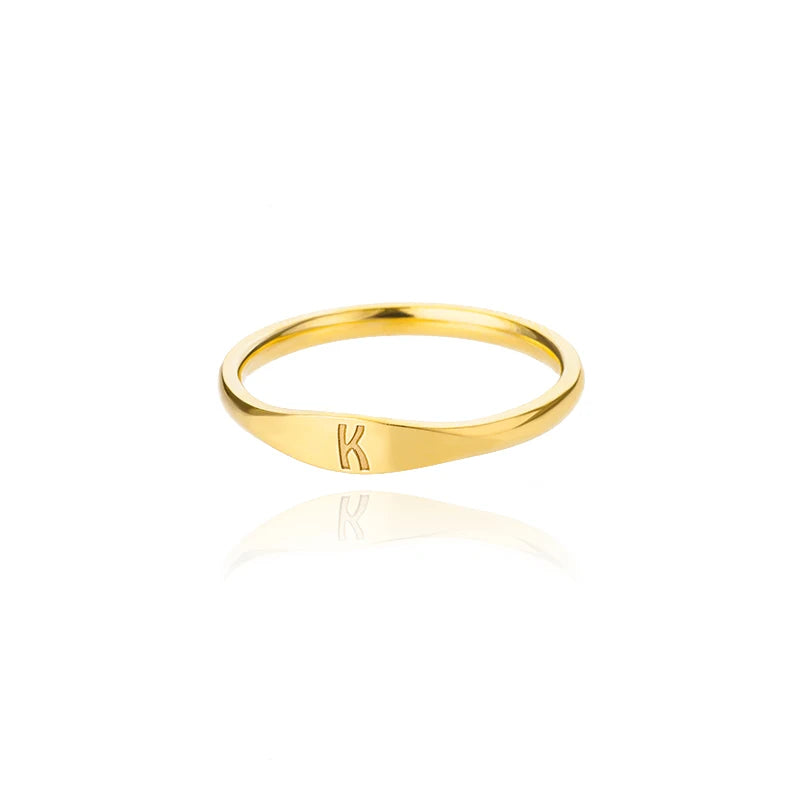 π 18k Gold Plated Tiny Initial Letter Rings β AβZ Stainless Steel Adjustable Rings