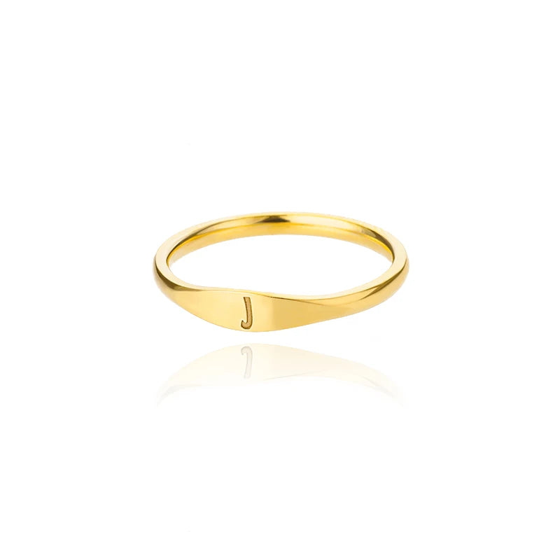 π 18k Gold Plated Tiny Initial Letter Rings β AβZ Stainless Steel Adjustable Rings