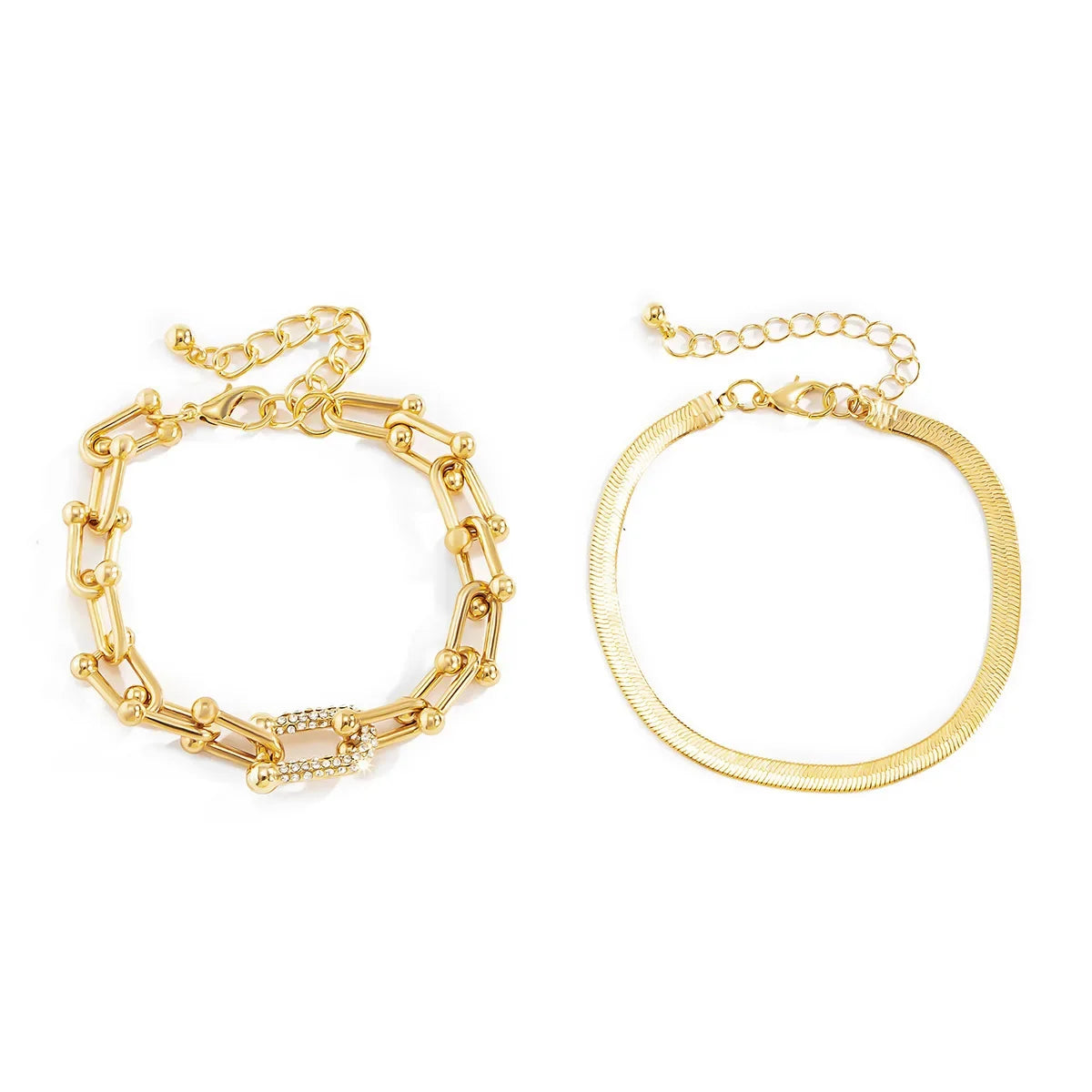 ⚡ 18 Karat vergoldetes Punk-Armband in U-Form mit Schlangenkette – Luxus-Schmuck mit Zirkonia-Gliedern für Damen