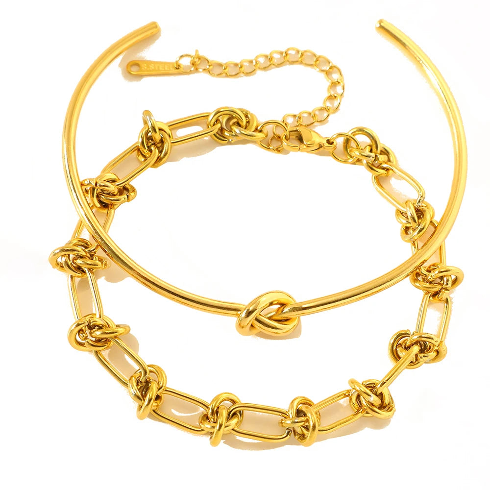 🖤 2PCS Stainless Steel Knotted Bracelet