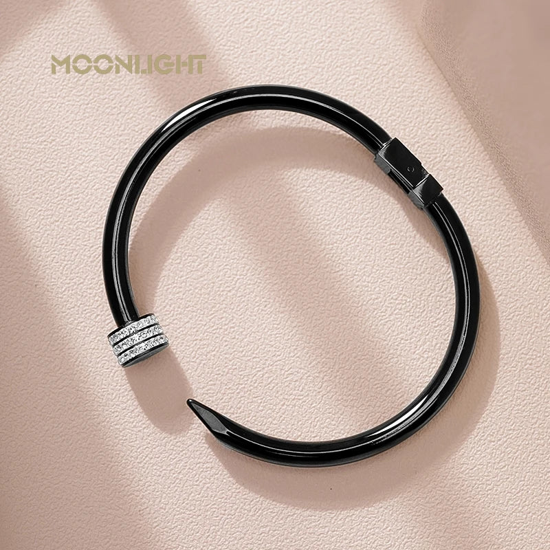 π« MOONLIGHT Classic Nail Open Cuff Bracelet β 18K Gold Plated Stainless Steel Bangle for Women